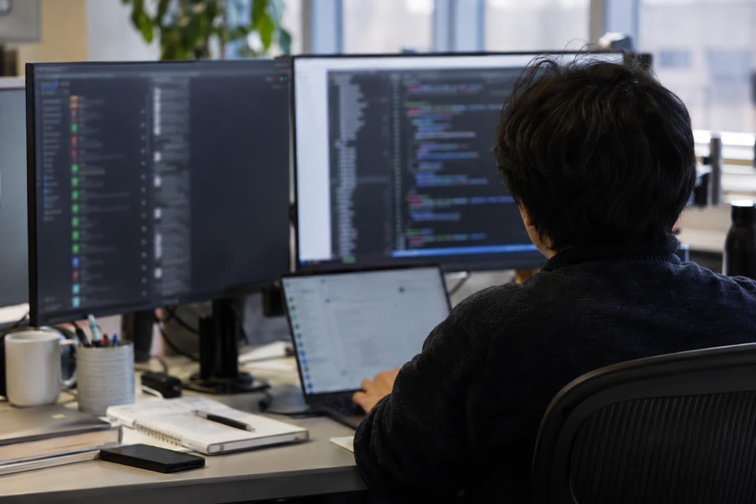 A developer works on a focused coding task within a larger software project.