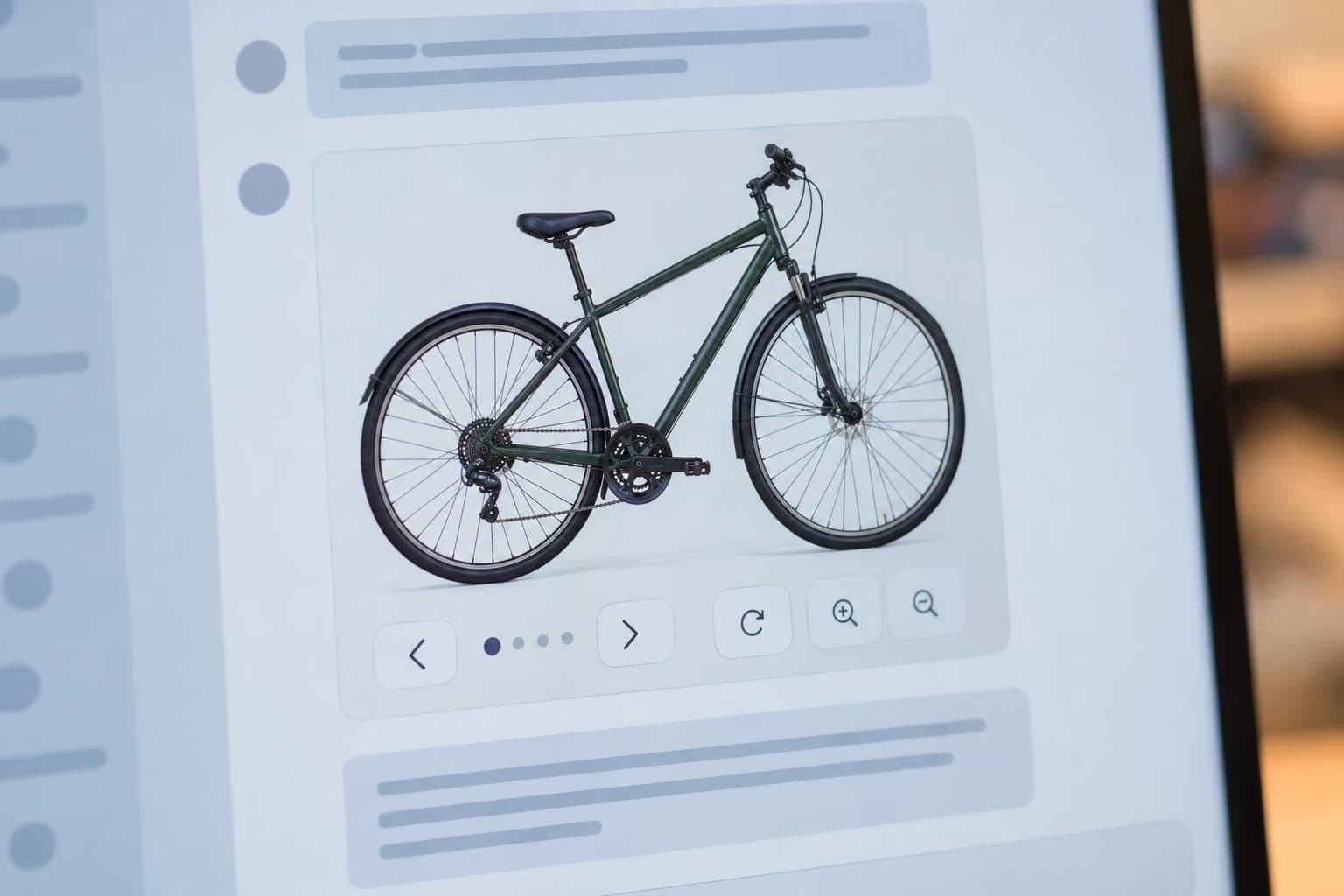 A chat reply shows a seven-speed bicycle diagram alongside interactive controls.