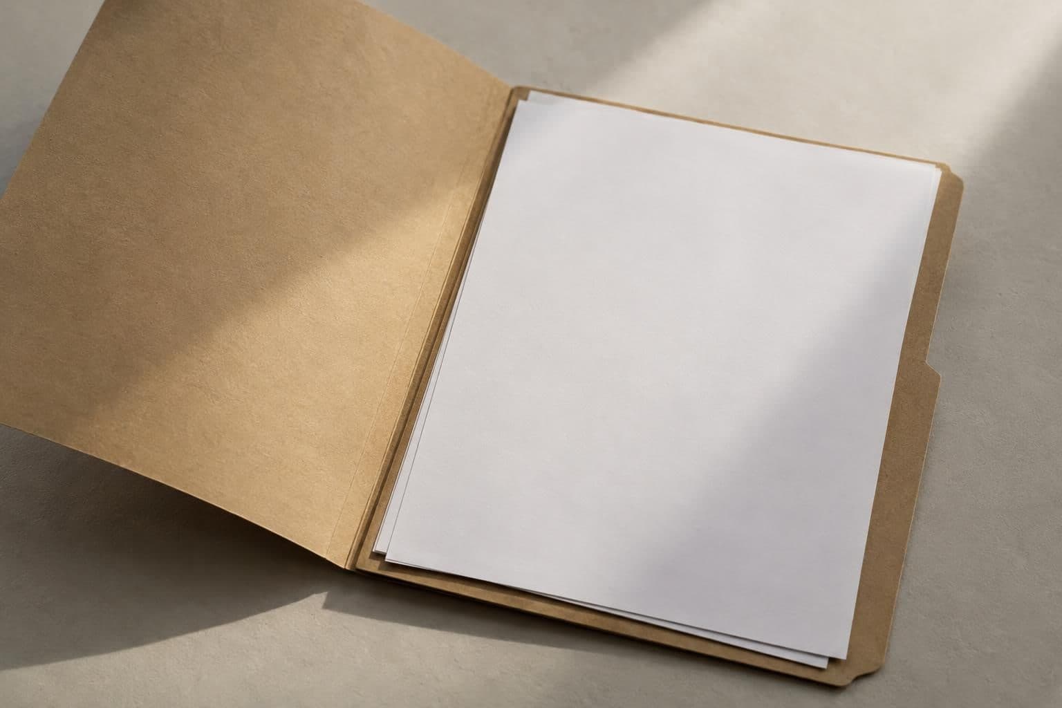 A blank financing sheet in an open folder symbolizes undisclosed Series B terms.