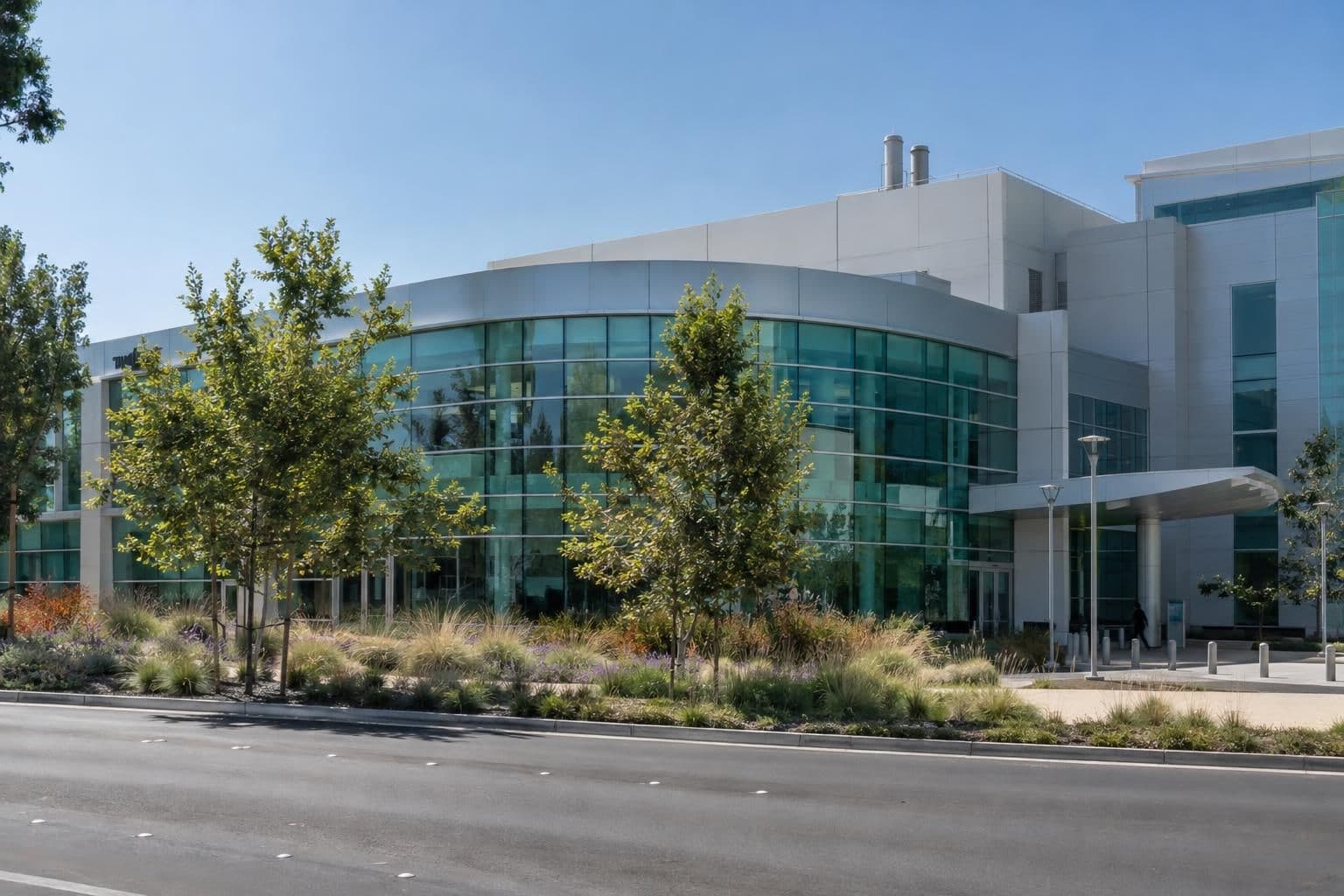 Exterior view of Applied Materials’ EPIC Center, a named site for semiconductor research.