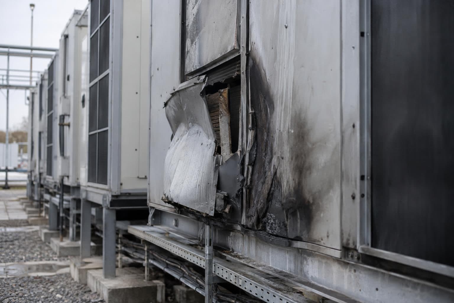 Close view of reported damage at the Kaluga data center.