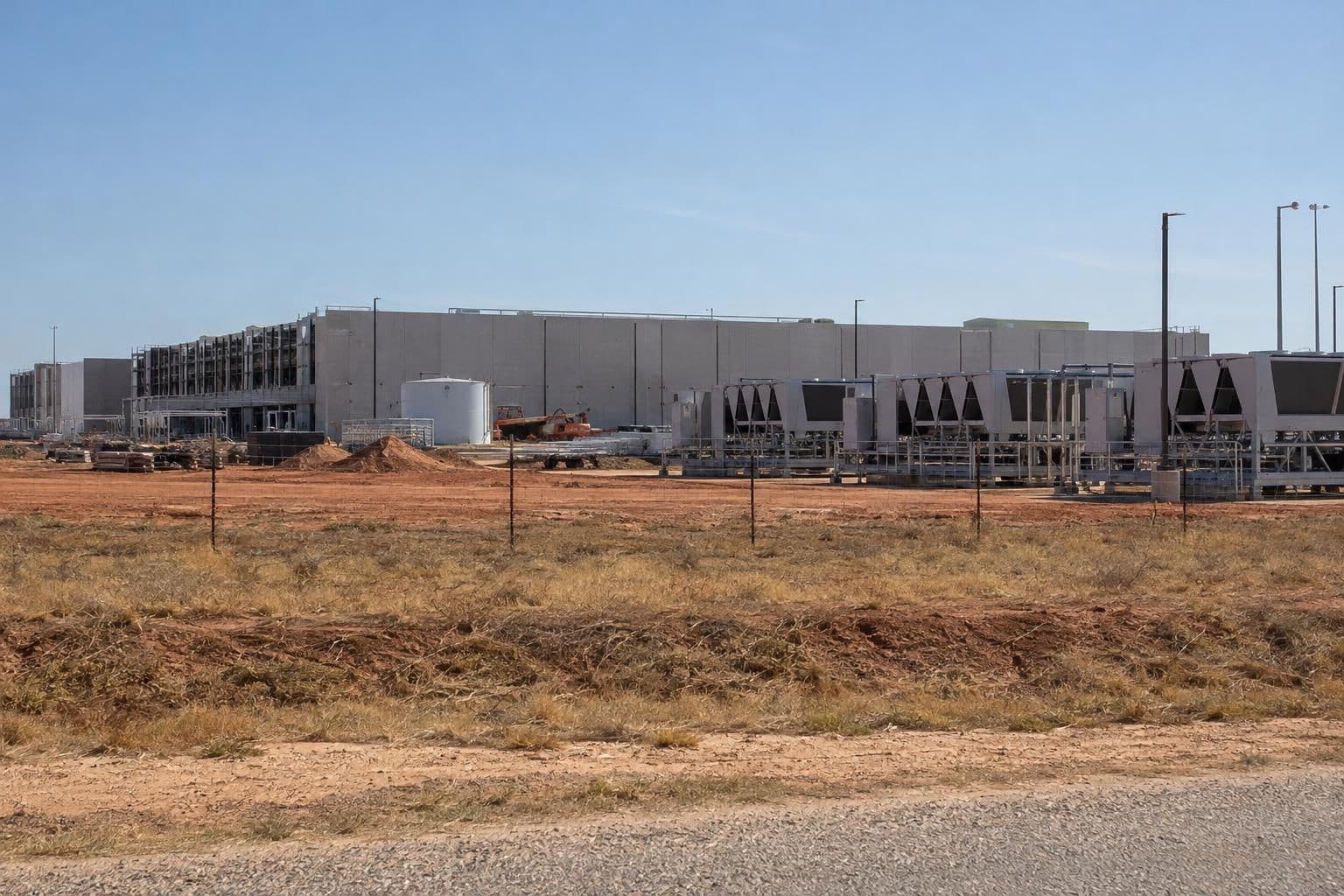 Ground-level view of the Barber Lake data-center site near Colorado City, Texas.